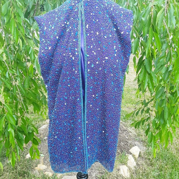 Scala Beaded Side Slit Open Side Strap Back Gown - Picture 6 of 8